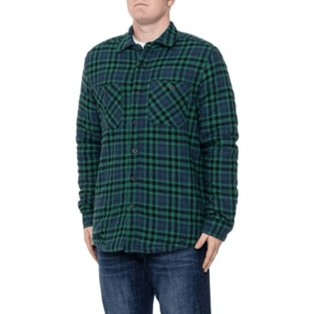 Telluride Clothing Company Green Blue Plaid Flannel Button-Front Shacket M
